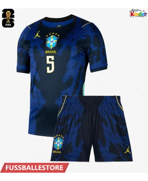 Günstige Brasilien Casemiro #5 Auswärts Trikotsatzt Kinder WM 2026 Kurzarm (+ Kurze Hosen)
